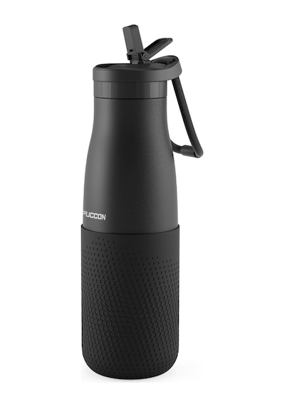 Siyah 500 Ml Çelik Okul Matarası - Silikon Gövdeli Nokta Çelik Termos - 50026 Çok Renkli