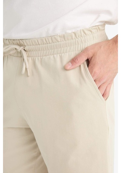 Defacto Slim Fit Dar Kesim Cepli Pamuklu Basic Düz Bermuda Şort - Bej W1105AZ25SPBG735