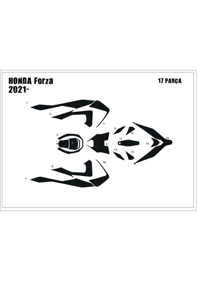 Forza 250 2021- 15 Parça Tank Pad Grenaj Kaplama Siyah