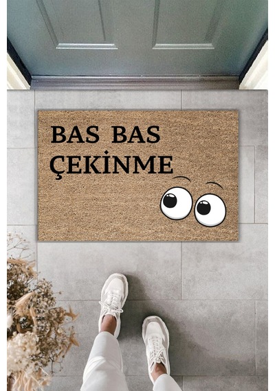 Rugmood Modern Dijital Baskı Paspas - Bas Bas Çekinme - Kapı Önü Paspası 70x45cm Kahverengi
