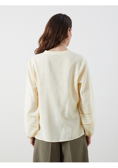 Lcwaıkıkı Classic Sarı Kaçık Yaka Oversize Bluz