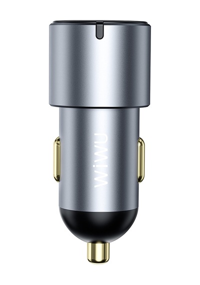 Wiwu Wi-cc032 Nano Pro Dual Type-c + Usb-a Hızlı Şarj Akım Korumalı Araç Şarj Aleti Pd Qc3.0 60w Gri