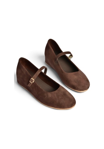 Fox Shoes Y250770702 Kahverengi Süet Alçak Dolgu Tabanlı Kadın Ayakkabı