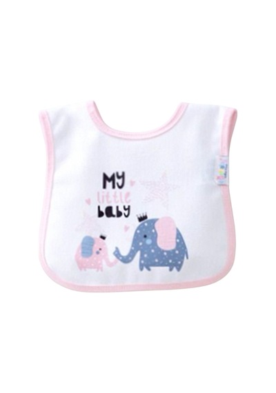 Ekebaby Desenli Baskılı Mama Önlüğü 11942 Pembe - Gri