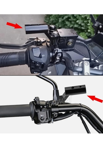 Motosiklet Scooter Nmax Pcx Üniversal Ayna Uzatıcı Ve Telefon Kamera Gps Tutucu Bar Siyah