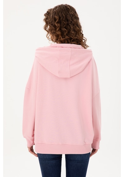 U.S. Polo Assn. Kadın Pudra Kapüşonlu Basic Sweatshirt 50297324-VR042