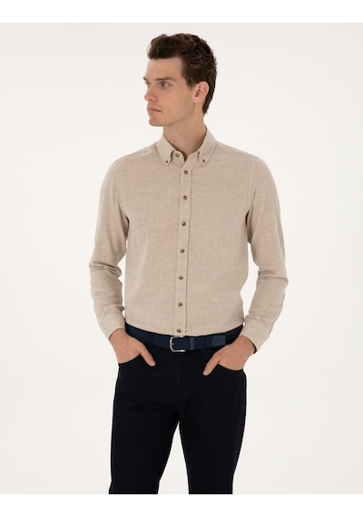 Pierre Cardin Erkek Bej Gömlek Desenli 50316768-vr011 Bej