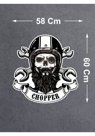 Chopper Kurukafa Sticker - Motosiklet Araba Oto Motor Cam Sticker - 00072 60X58 Cm