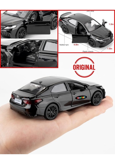 Uzak Doğu Serisi Toyota Camry Siyah Açılır Kapılar Diecast Çek Bırak Metal Model Araba 11 Cm 1:32