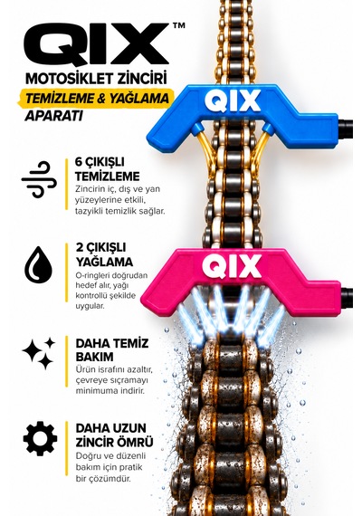 Qıx Motosiklet Zinciri Temizleme Ve Yağlama Aparatı Pembe