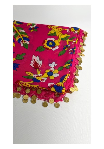 Çengelköy Desenli Pullu Yazma 100x100 Cm Etnik Çiçekli Başörtüsü Çeyizlik Ve Günlük Pembe