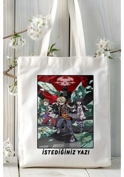Art Hediye The World Ends With You Oyun Baskılı Omuz Çanta Kişiye Özel Model 2 Çok Renkli