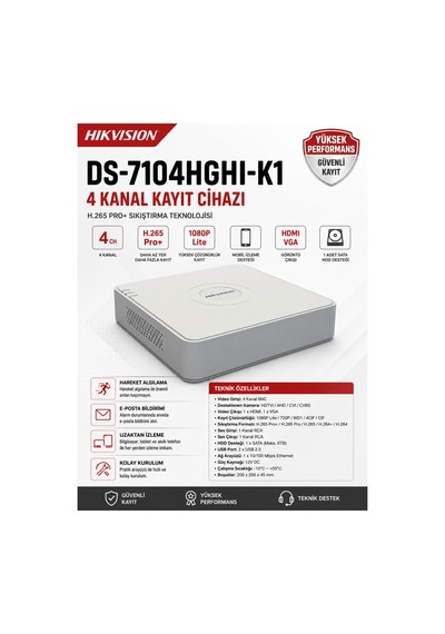 Ds-7104hqhı-k1 Full Hd 4 Kanal Dvr Kayıt Cihazı - 892093536