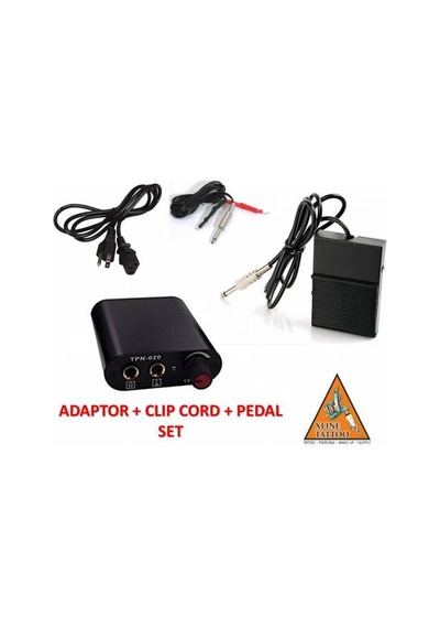 Tattoo Dövme Makinesi Adaptör + Clıp Cord + Pedal Set - Çift Jakl