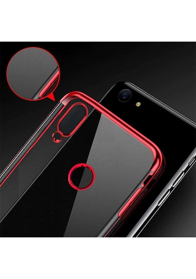 Huawei Y7 Prime 2019 / Huawei Y7 2019 Kılıf Zore Dört Köşeli Lazer Silikon Kılıf Kırmızı