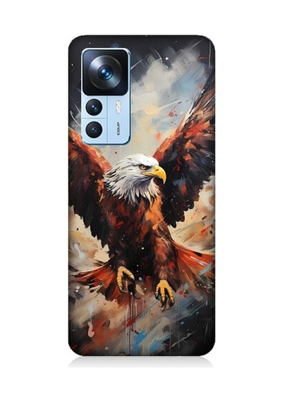 Xiaomi Mi 12t Pro Uyumlu Beyaz Başlı Siyah Kartal Desenli Silikon Kılıf