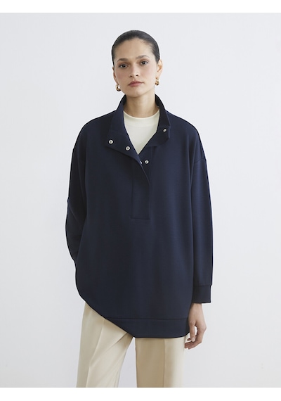 Lcw Modest Lacivert Soft Touch Oversize Kadın Sweatshirt Tunik