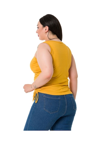 Disentis Büyük Beden Kalın Askılı Yanları Tünelli Viskon Hardal Body-hardal Hardal