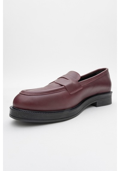 Luvishoes Pline Bordo Cilt Hakiki Deri Kadın Loafer Ayakkabı