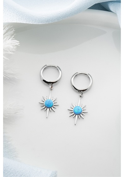 Çekirdekjewelry 925 Ayar Gümüş Rodyum Kaplama Opal Taşlı Küpe Gri