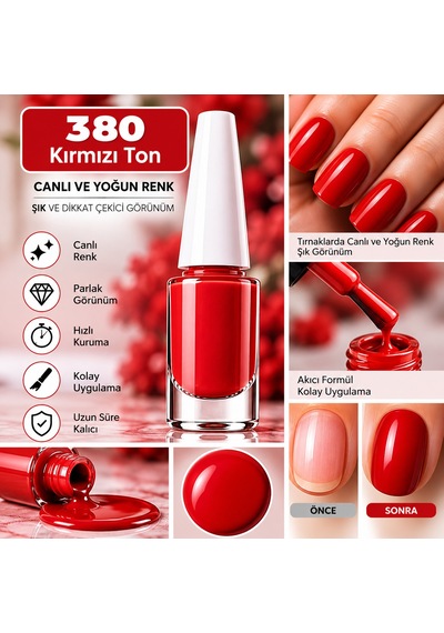 Nail Enamel Oje-380 Kırmızı - 9087232628906
