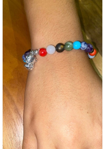 Çin Takvimi Burçları Çharm 7 Çakra Doğal Taş Bileklik Hand Made El İşi Feng Shui Ejderha Yılı Koruyucu Hayvan Monkey Maymun Objeli Çok Renkli