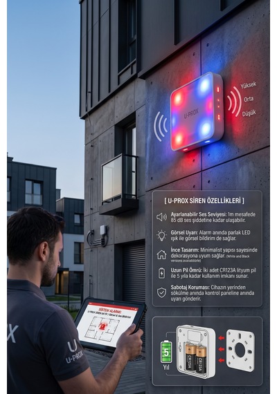 Siren Kablosuz İç Mekan Dahili Alarm Sireni 85db Yeni Nesil