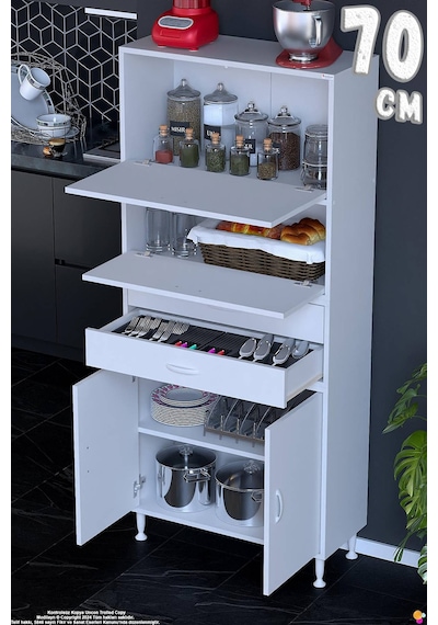 Nexa 70 Cm 2 Çekmece 4 Kapaklı Çok Amaçlı Mutfak, Bakliyat Ve Kahve Köşesi Banyo Dolabı 70x181x32 Cm Beyaz Nexa 70 Cm 2 Çekmece 4 Kapaklı Çok Amaçlı Mutfak, Bakliyat Ve Kahve Köşesi Banyo Dolabı 70x181x32 Cm Beyaz