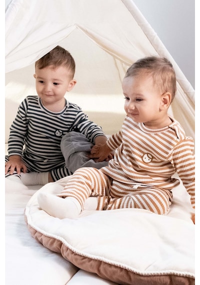 Organik Pamuklu Kaşkorse Modal Kahve Bebek Takımı Kahve