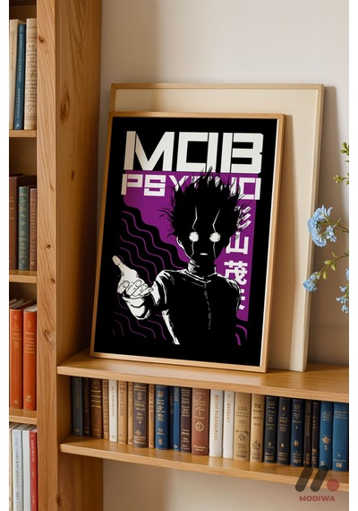 Mob Psycho Shigeo Poster, Ahşap Çerçeveli Duvar Tablosu - Anime Severlere Özel Hediye