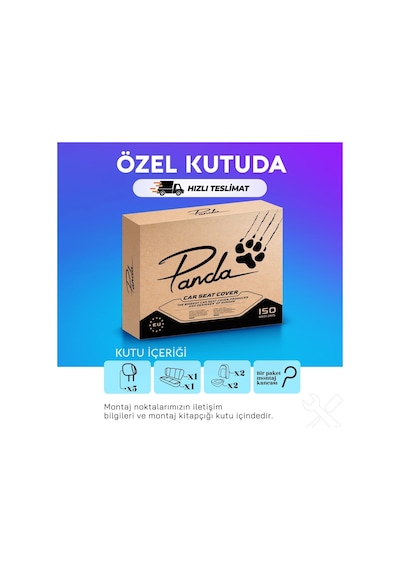 Panda Berlin Serisi Jakar Kumaş Oto Koltuk Kılıfı - Füme - Siyah