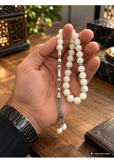 Tesbih Sedef Doğaltaş 10 Mm 33 Lü Premium Kalite Özel Tasarım Erkek Hediyelik