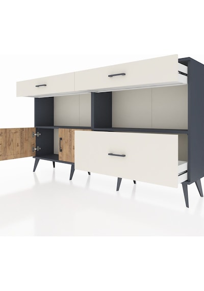Arges Konsol 2 Raflı 3 Çekmeceli 2 Kapaklı 176x30x99 Antrasit-çam Antrasit-çam/aytaşı Arges Konsol 2 Raflı 3 Çekmeceli 2 Kapaklı 176x30x99 Antrasit-çam Antrasit-çam/aytaşı