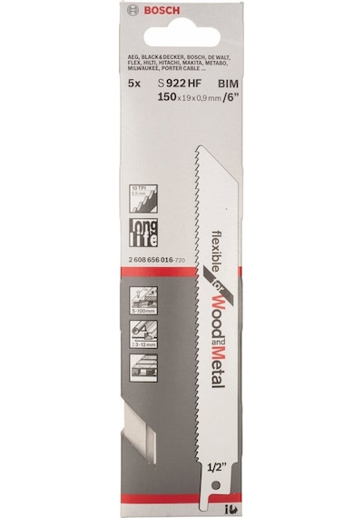 Bosch S 922 HF Flexible For Wood and Metal Panter Testere Bıçağı 5'Li - 2608656016
