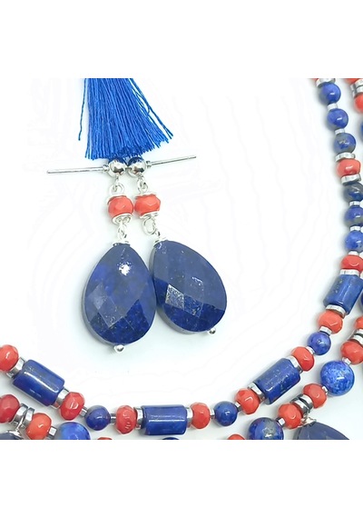 Sibelce 2253 Lapislazuli El Yapımı Küpe Lacivert