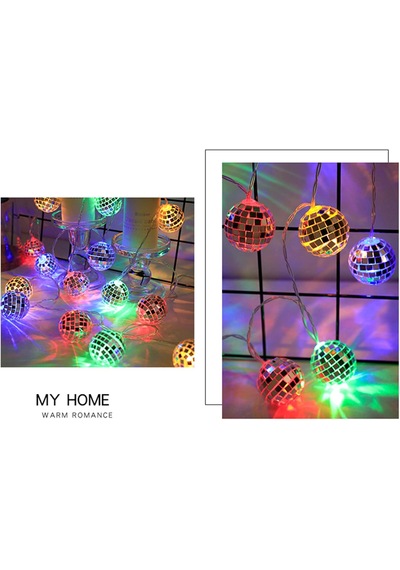 2 Metre 10 Led Rgb Aynalı Top Işık Pilli, 2 Fonksiyonlu Dekoratif Renkli Aydınlatma 2 Metre