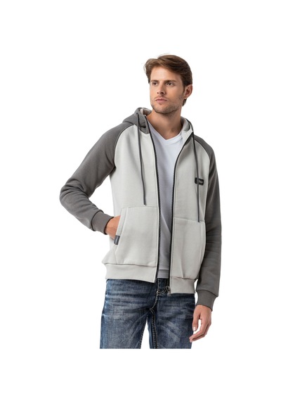 Cipo & Baxx Erkek Kapüşonlu Regular Fit Renk Bloklu Sweatshirt Cl579 Gri