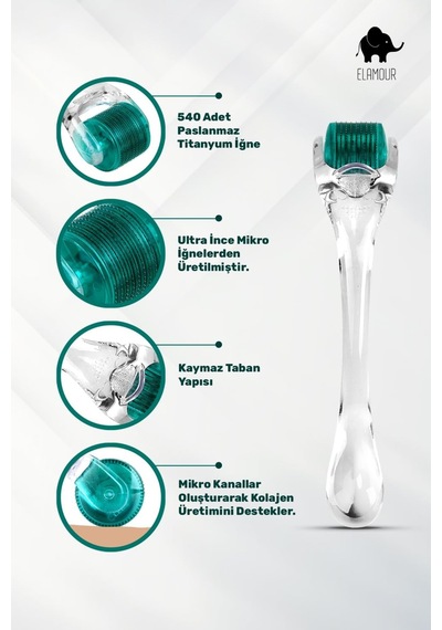 0,50mm 540 Iğneli Saç Ve Cilt Bakım Dermaroller - Orijinal Titanyum Iğneli - Serum Seti Hediyel