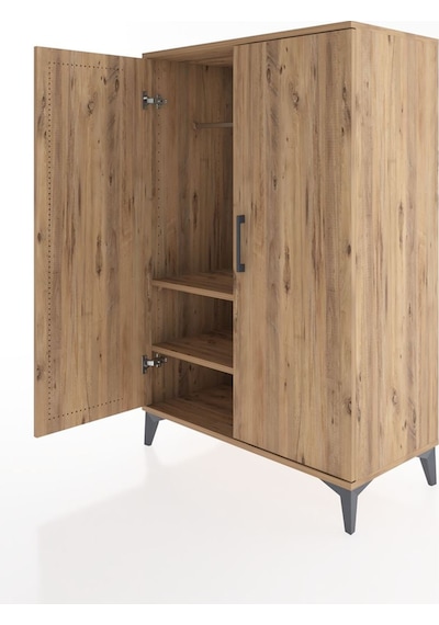 Hyperion Dolap 2 Raflı 2 Kapaklı Tek Askılı 88x44x134 Çam-çam Çam