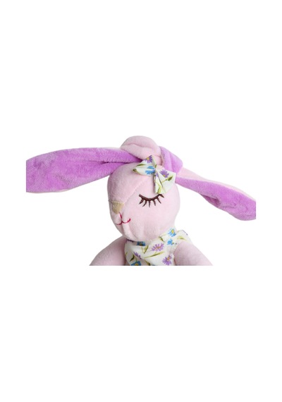İthal Kumaş Uzun Kulaklı Renkli Kıyafetli Sevimli Tavşan Peluş Oyuncak Uyku & Oyun Arkadaşı 30 Cm. Açık Pembe