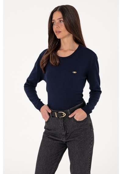U.S. Polo Assn. Kadın Lacivert Bisiklet Yaka Basic Kazak 50288951-VR033
