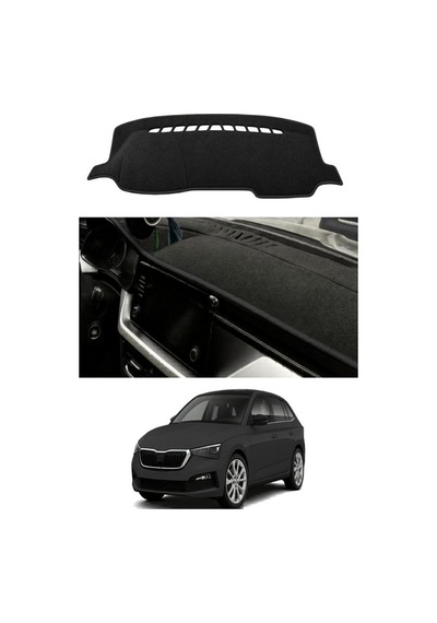 Skoda - Scala 2019+ Uyumlu Torpido Koruma Kılıfı - Siyah Şeritli