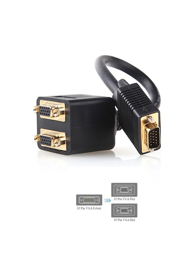 BK Teknoloji 2 Port Vga Çoklayıcı Vga Y Kablo - Vga Splitter Kablo