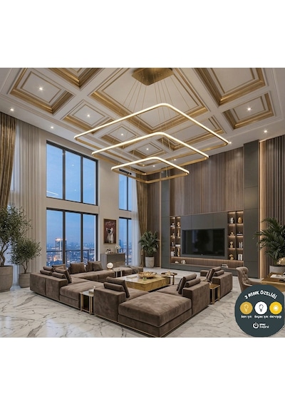 Modern Kare Eskitme Kasa Tek Renk Beyaz Led Avize & Şık Salon Aydınlatma - led