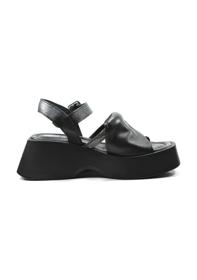 Özgençshoes 311 Hakiki Deri Siyah Kalın Taban Kadın Sandalet Siyah