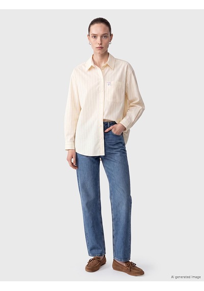 Lcw Comfort Sarı Çizgili Kadın Gömlek