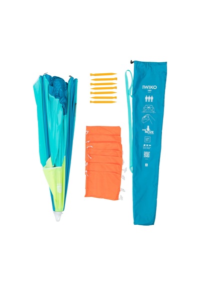 Decathlon Plaj Şemsiyesi / Gölgelik - Spf50+ - 3 Kişilik - Mavi / Sarı - Iwiko 180 Mavi / Sarı