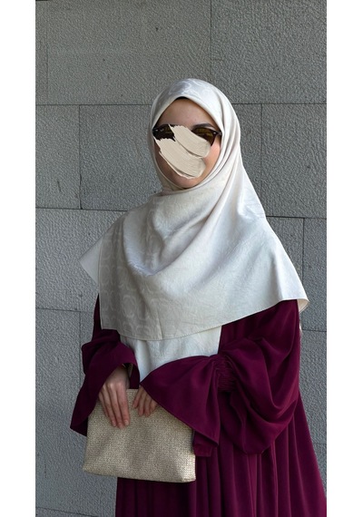 Qalortex Scarf Premium Jakarlı Mira B.boy Eşarp -ekru