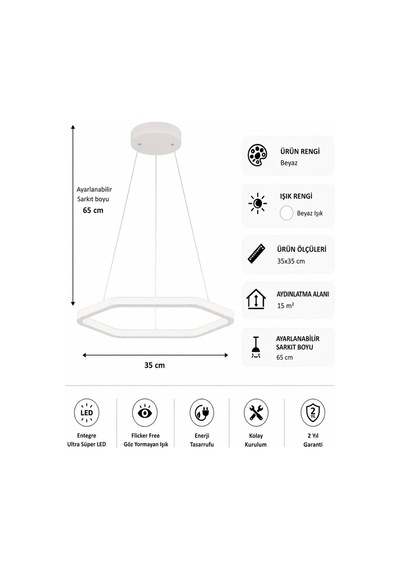 AvizeGO Ares Led Sarkıt Avize Beyaz Işık