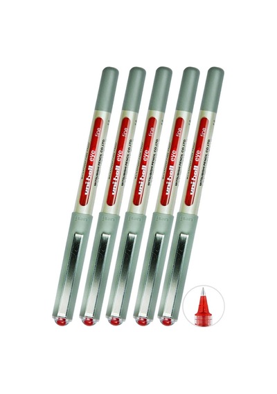 Kırmızı Pilot Kalem 5 Adet Uniball Eye Fine 0.7 Mm Roller Pilot Kalem Ub-157 Roller Uçlu Likit Mürekkepli Pilot Kalem Kırmızı